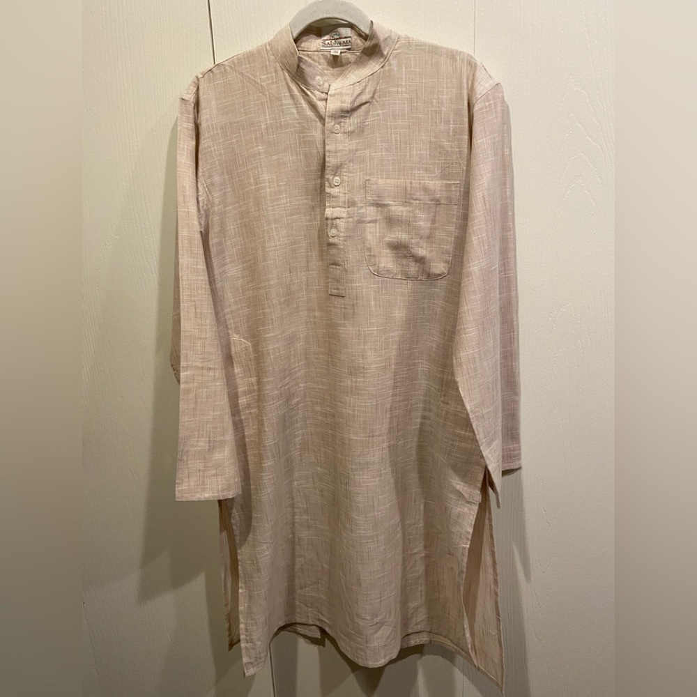 Linen Dress made in India with Slits on side. Neutral Beige Size Small